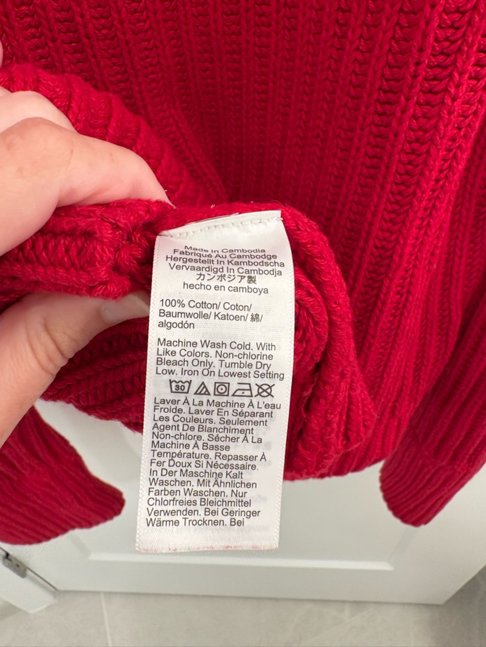 J.Crew Knit Heritage Cotton Fisherman Crewneck Sweater in Racing Red Sz Medium - Picture 13 of 16